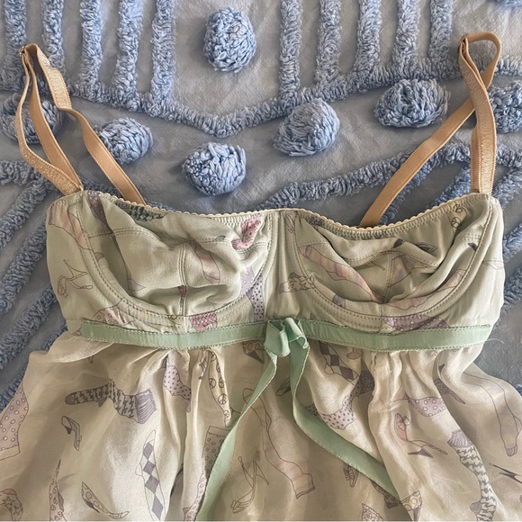 🎈SOLD 🎈Dolce & Gabbana Vintage Tank Top Baby Doll Top D & G Light Green Pink - Picture 5 of 16